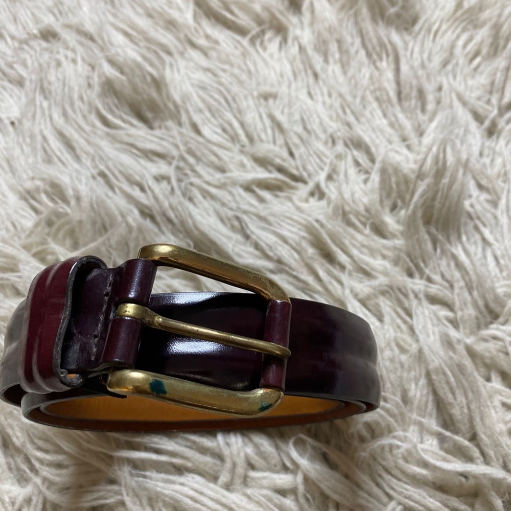 Riga Leather Belt Brass Buckle USA Italy